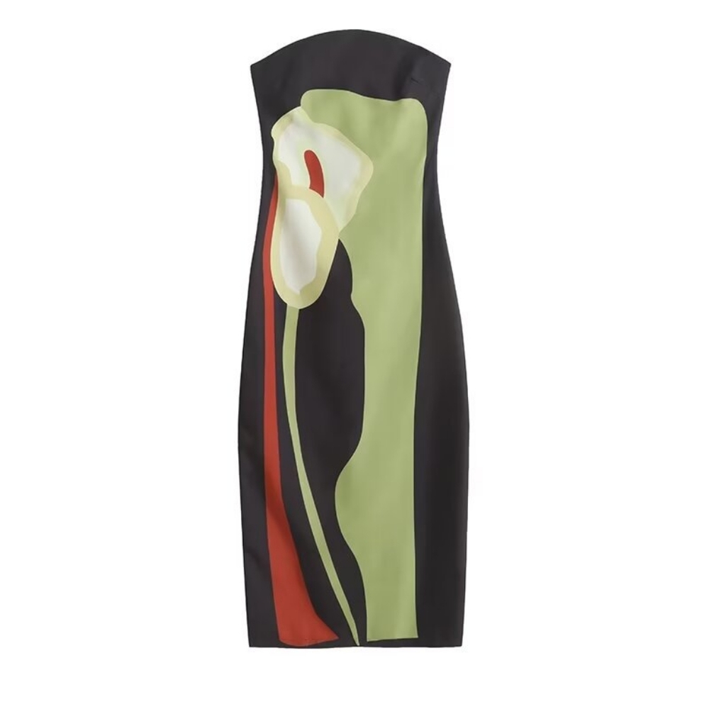 Elegant Strapless Multicolor Dress - Picture 3 of 8